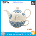 Zwei in einer blauen Tasse und Topf Keramik Tee-Set